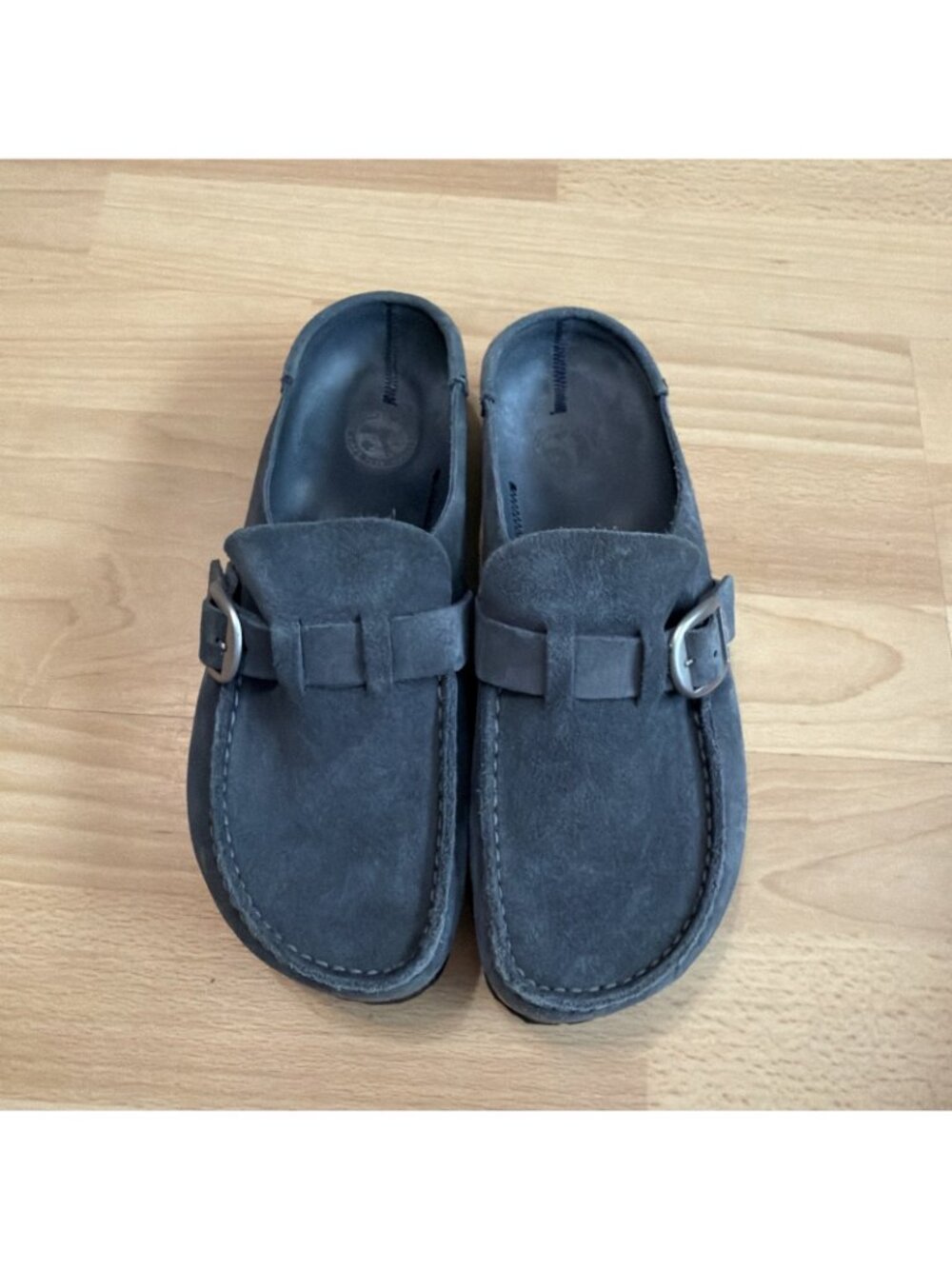 Birkenstock Cognac Blue Suede Leather Buckley Clog Womens Size 38 7 Narrow $155 - Picture 4 of 9